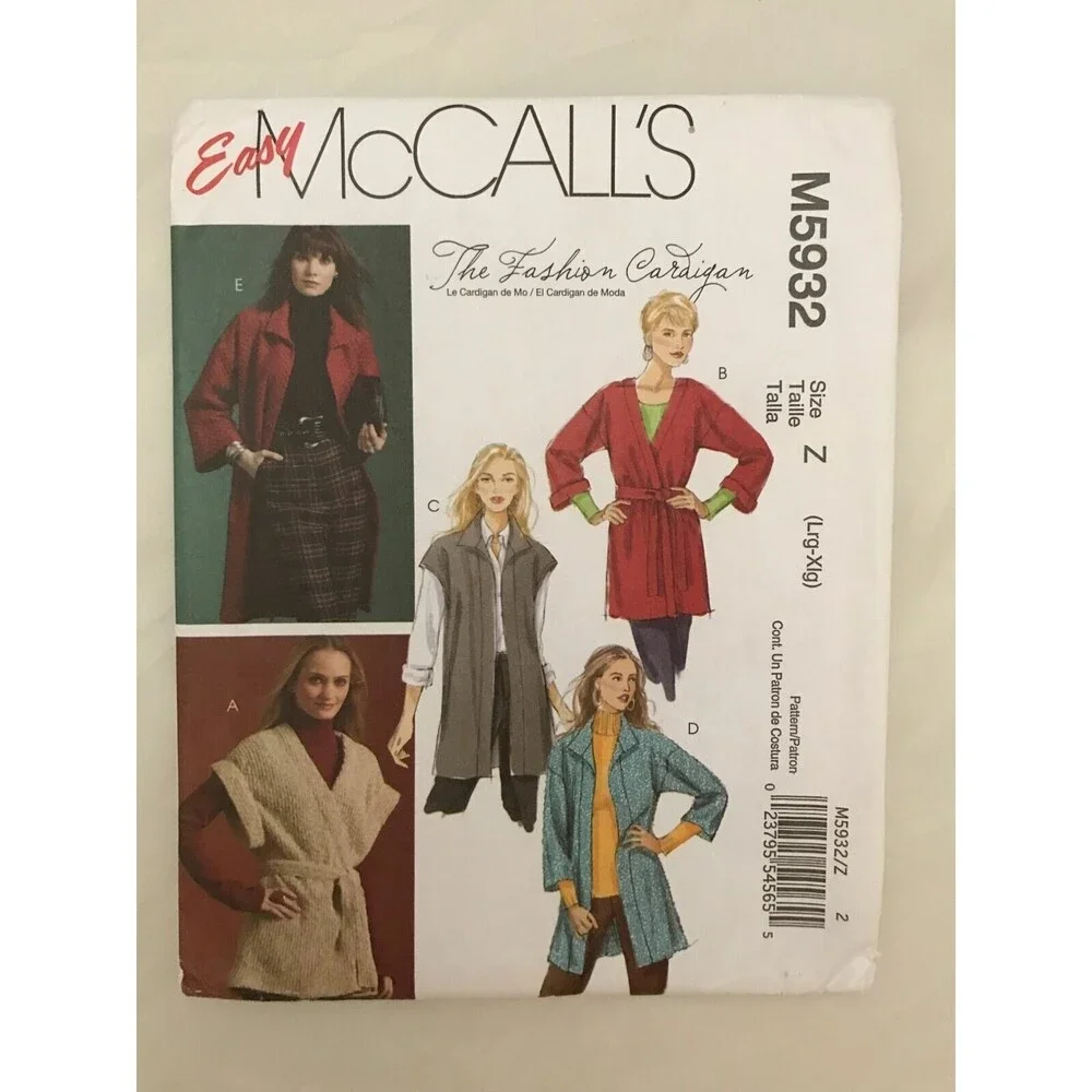 #M5932 McCalls  womens sewing pattern size L-XL